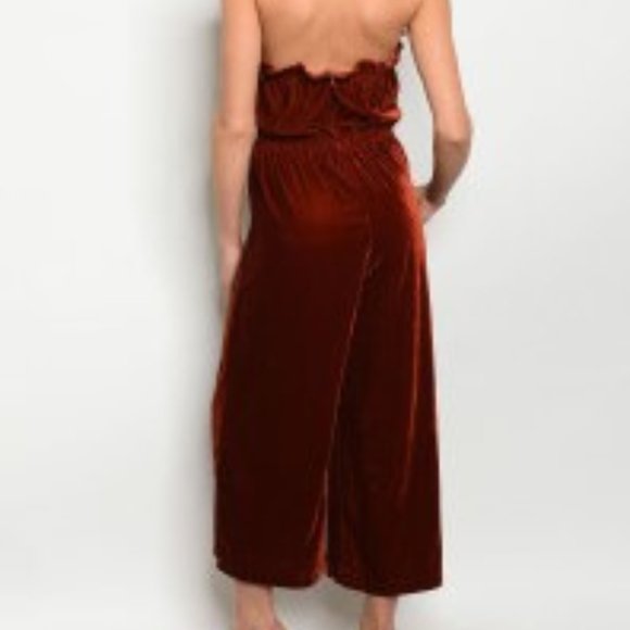 Jumper Velvet SMALL Halter Long Romper Bodysuit NEW - Picture 2 of 8